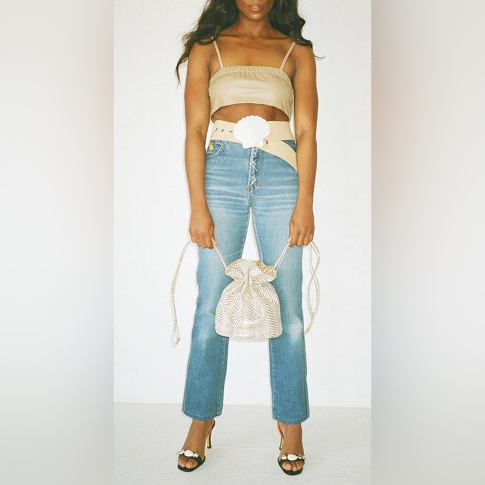 Maryam Nasir Zedeh Women’s 6 Alder Evelyn Crop Top Bralette Tan 100% Leather S - Picture 7 of 16